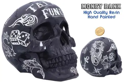 Tirelire black tattoo skull